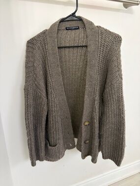Brandy Melville Open-Knit Button Cardigan -‎ Taupe